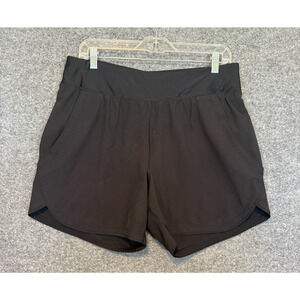 Lands End Swim Shorts Womens 12 Black Pull On Stretch Pockets Swimsuit Bottoms